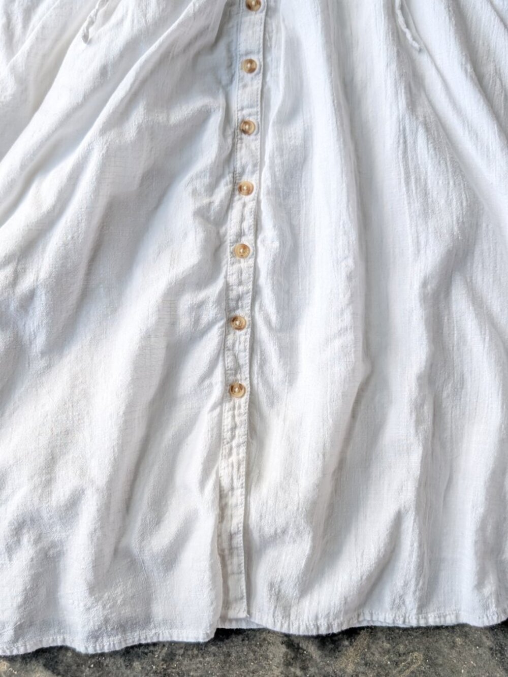 Anthropologie Pilcro White Shirred Corset Buttondown Long Sleeve Midi Dress - Picture 7 of 11